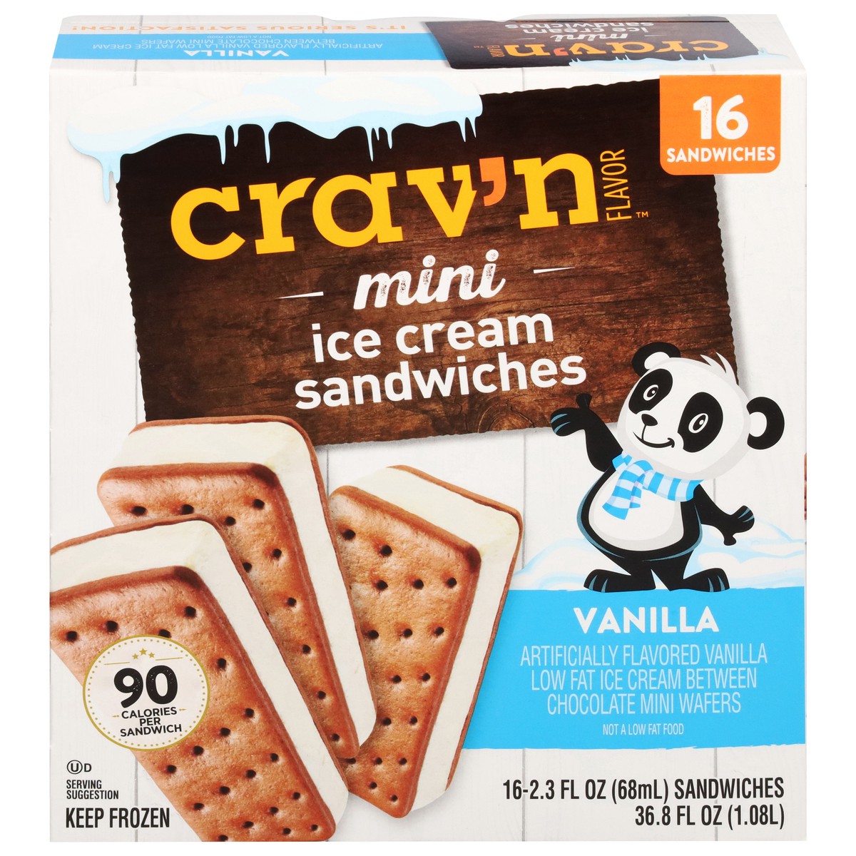 slide 2 of 4, Crav'n Flavor Vanilla Ice Cream Sandwiches Mini 16 ea, 36.8 fl oz