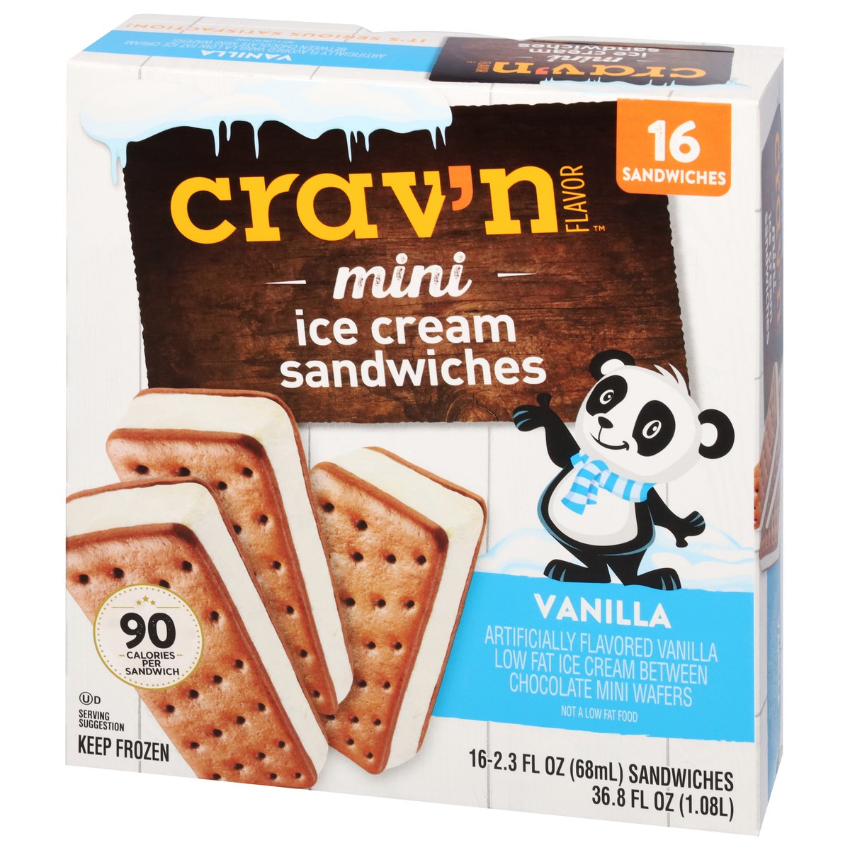 slide 3 of 4, Crav'n Flavor Vanilla Ice Cream Sandwiches Mini 16 ea, 36.8 fl oz