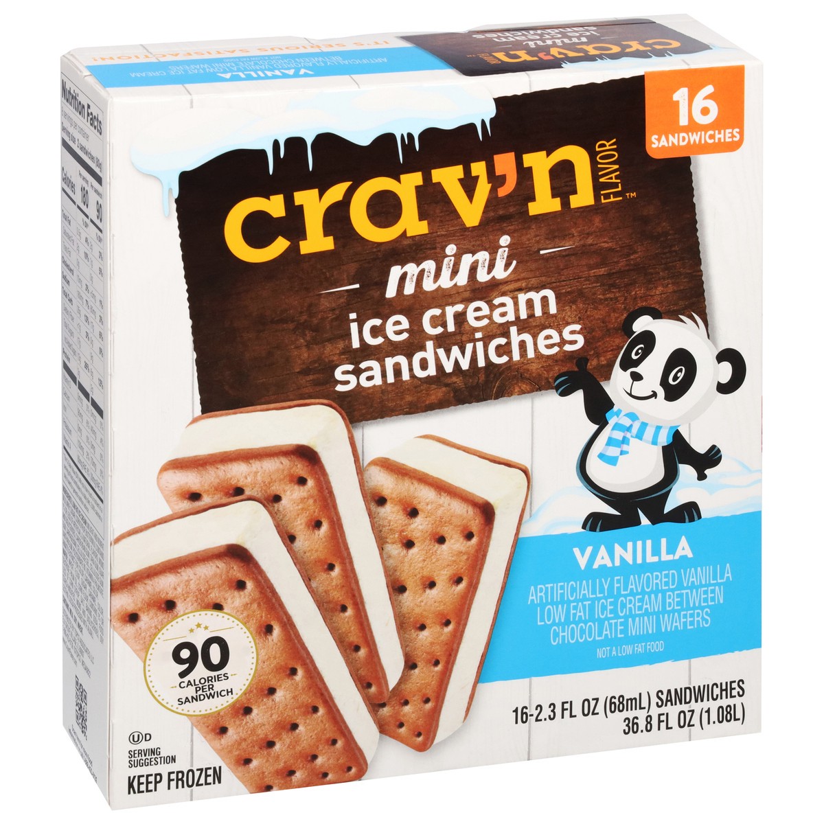 slide 4 of 4, Crav'n Flavor Vanilla Ice Cream Sandwiches Mini 16 ea, 36.8 fl oz