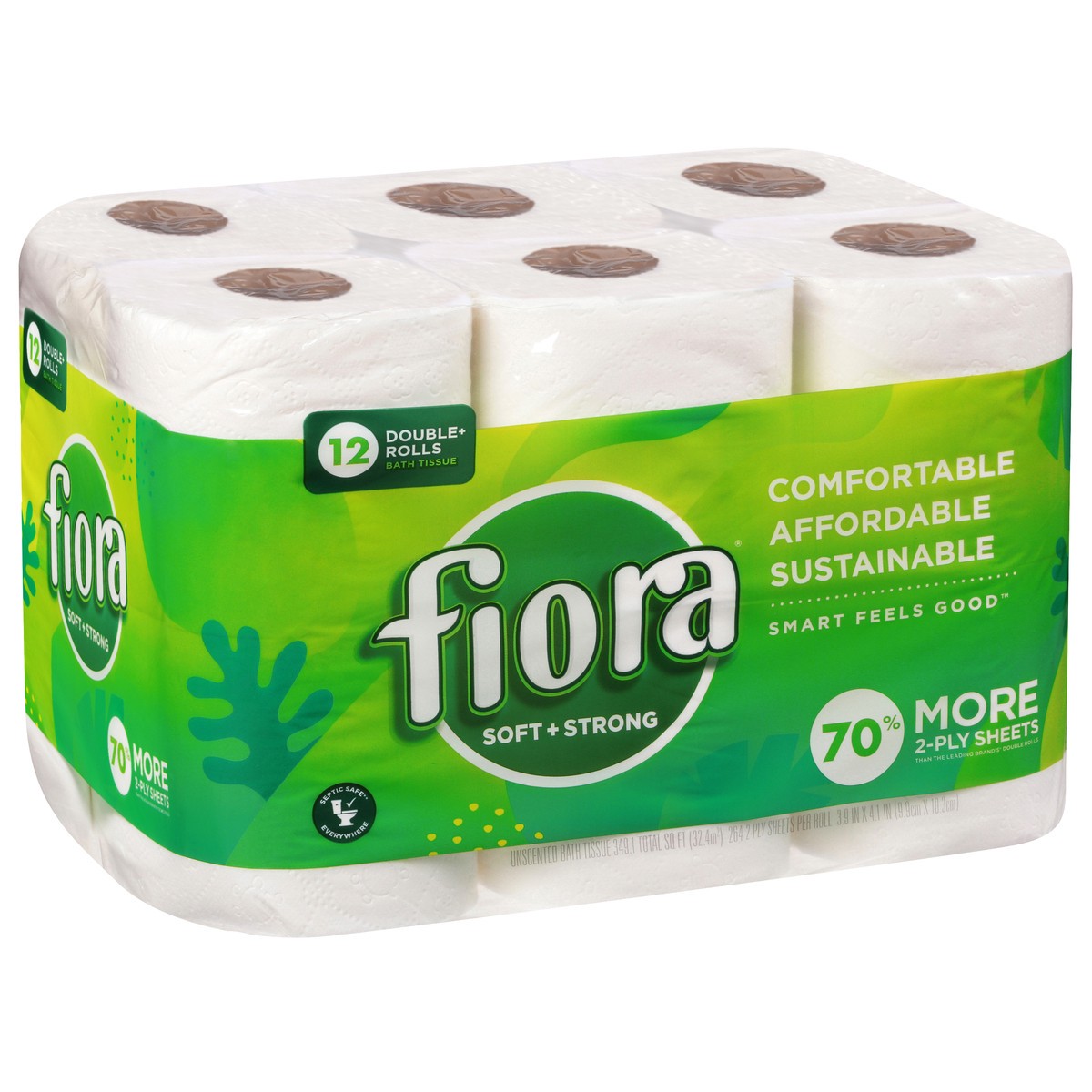 slide 5 of 11, Fiora 2-Ply Sheets Soft + Strong Bath Tissue 12 Rolls, 12 ct