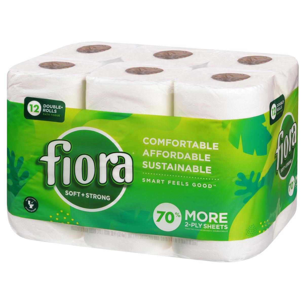 slide 8 of 11, Fiora 2-Ply Sheets Soft + Strong Bath Tissue 12 Rolls, 12 ct