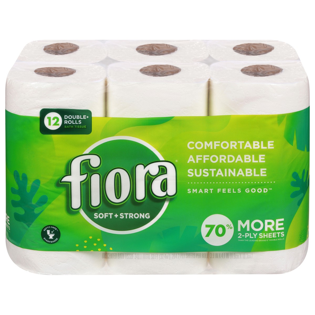 slide 1 of 11, Fiora 2-Ply Sheets Soft + Strong Bath Tissue 12 Rolls, 12 ct