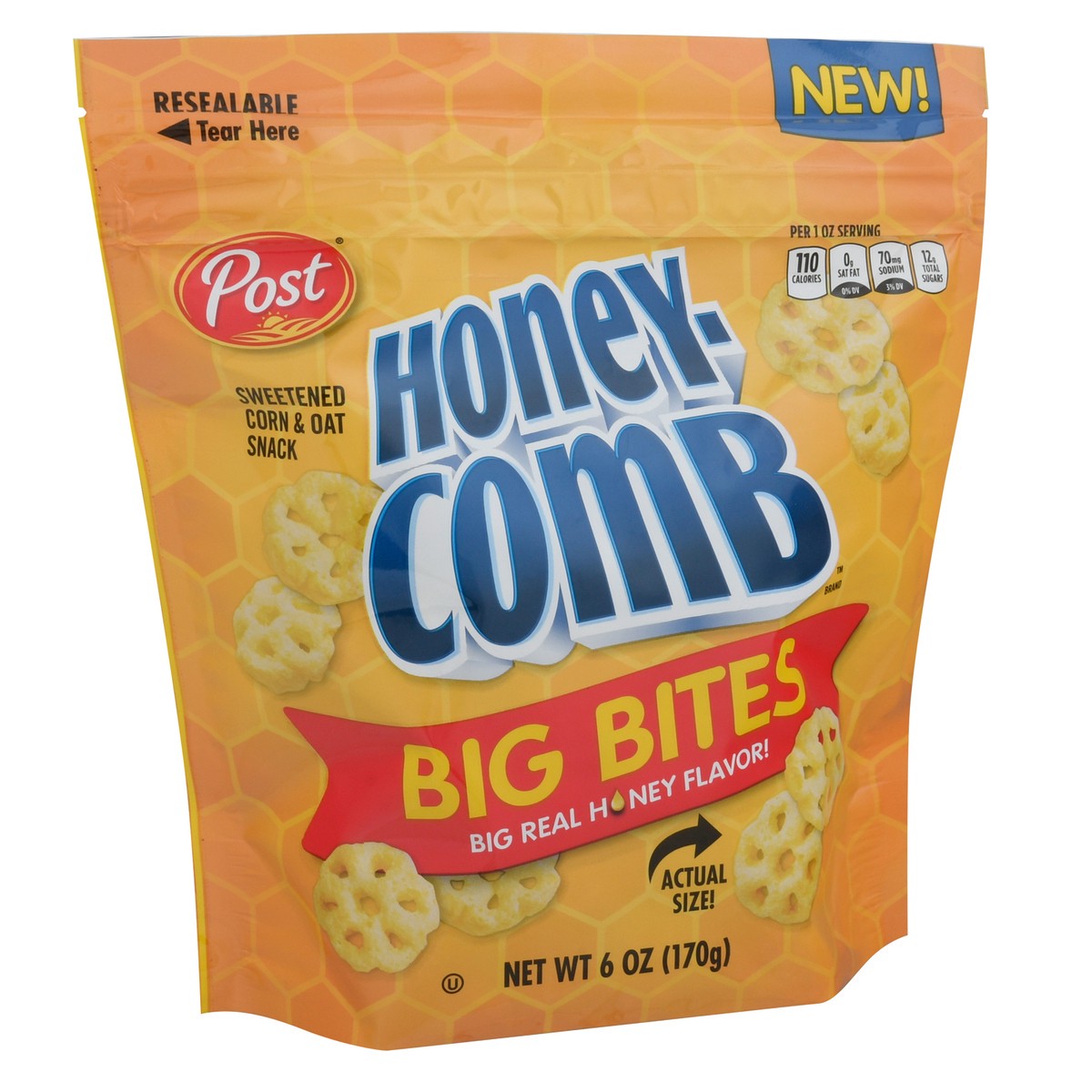 slide 4 of 9, Post New Post Honeycomb Big Bites Original, Portable Cereal Snack for Kids and Families, 6 Ounce – 1 count, 6 oz