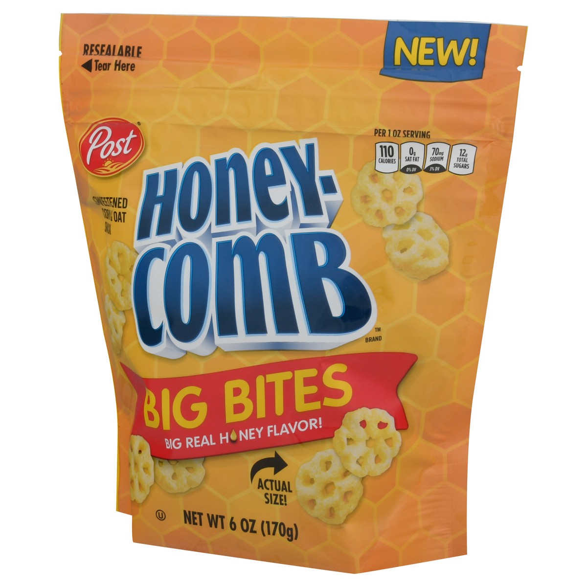 slide 8 of 9, Post New Post Honeycomb Big Bites Original, Portable Cereal Snack for Kids and Families, 6 Ounce – 1 count, 6 oz