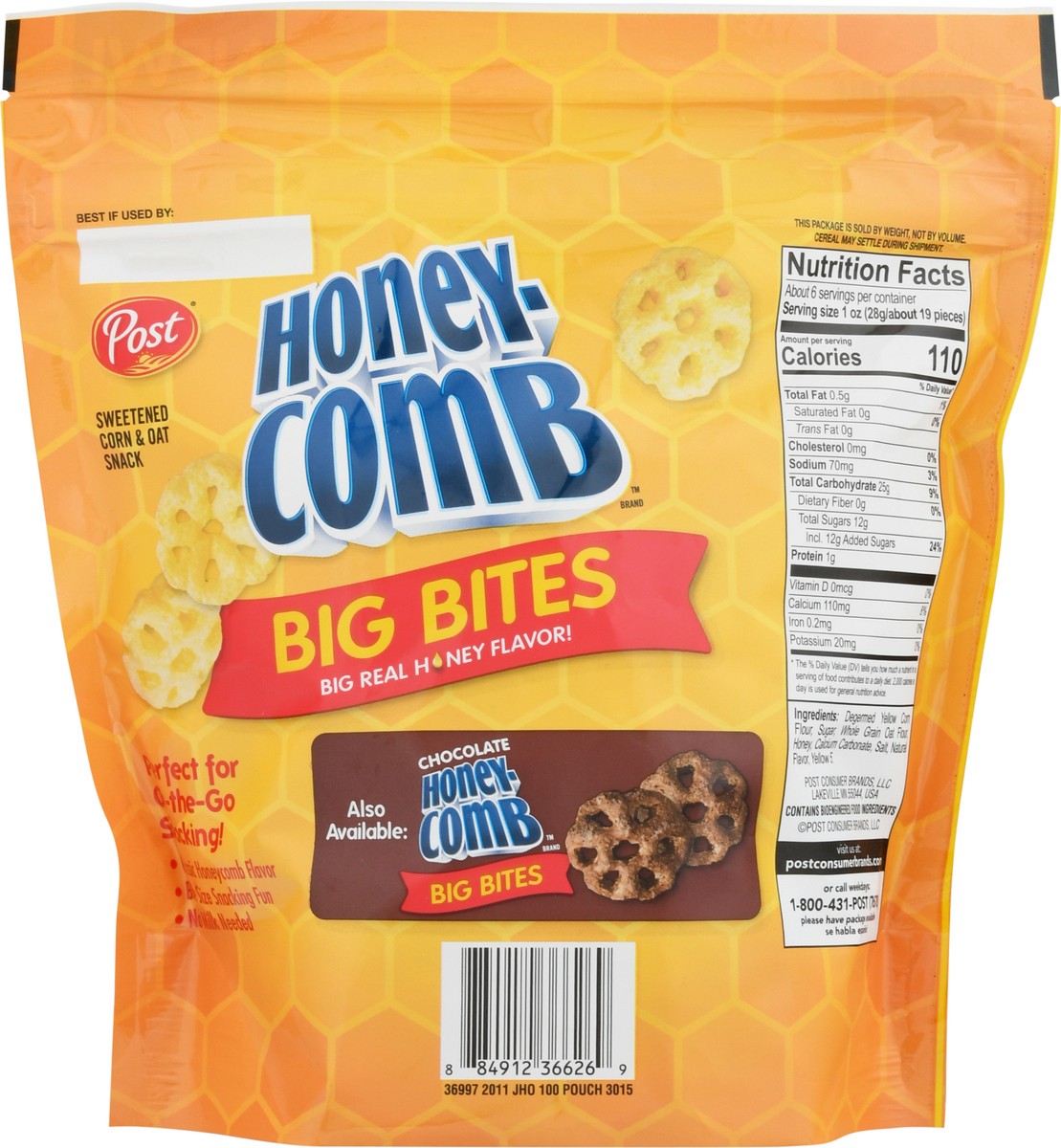 slide 2 of 9, Post New Post Honeycomb Big Bites Original, Portable Cereal Snack for Kids and Families, 6 Ounce – 1 count, 6 oz