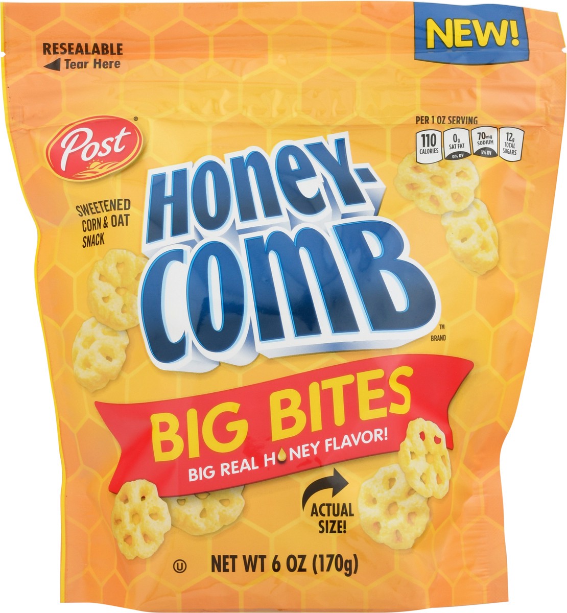 slide 5 of 9, Post New Post Honeycomb Big Bites Original, Portable Cereal Snack for Kids and Families, 6 Ounce – 1 count, 6 oz