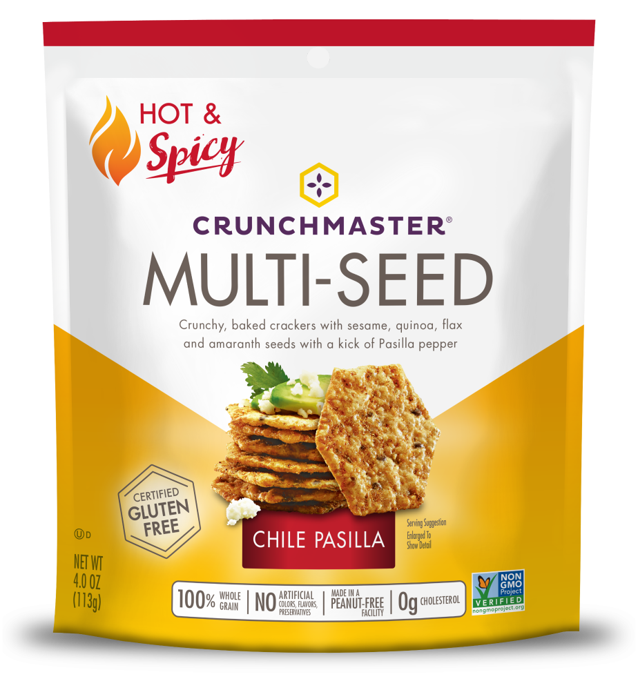 slide 1 of 1, Crunchmaster Chile Pasilla Multi-Seed Baked Crackers, 4 oz