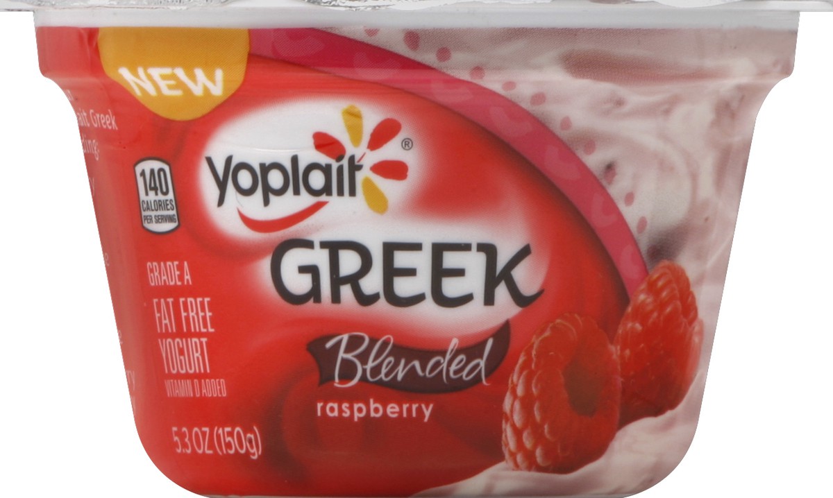 slide 3 of 3, Yoplait Greek Blended Fat Free Yogurt Raspberry Tub, 5 oz