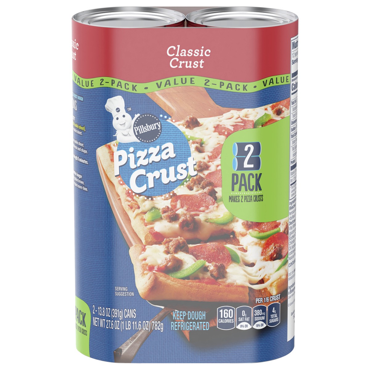 slide 1 of 9, Pillsbury Refrigerated Classic Pizza Crust Dough, 2-Pack, 2 ct