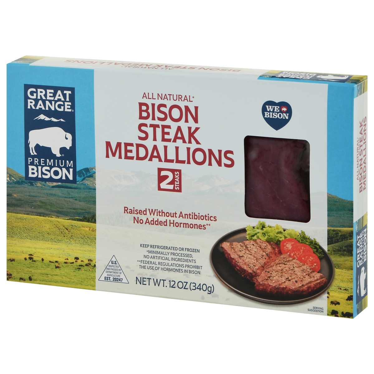 slide 5 of 12, Great Range Medallions Bison Steak 2 ea, 12 oz