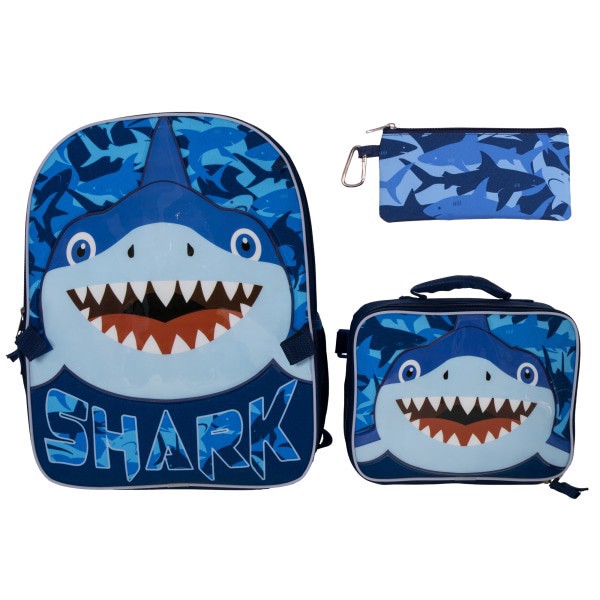 slide 3 of 4, Accessory Innovations Shark Bite 3-Piece Backpack Set, Blue, 3 pc
