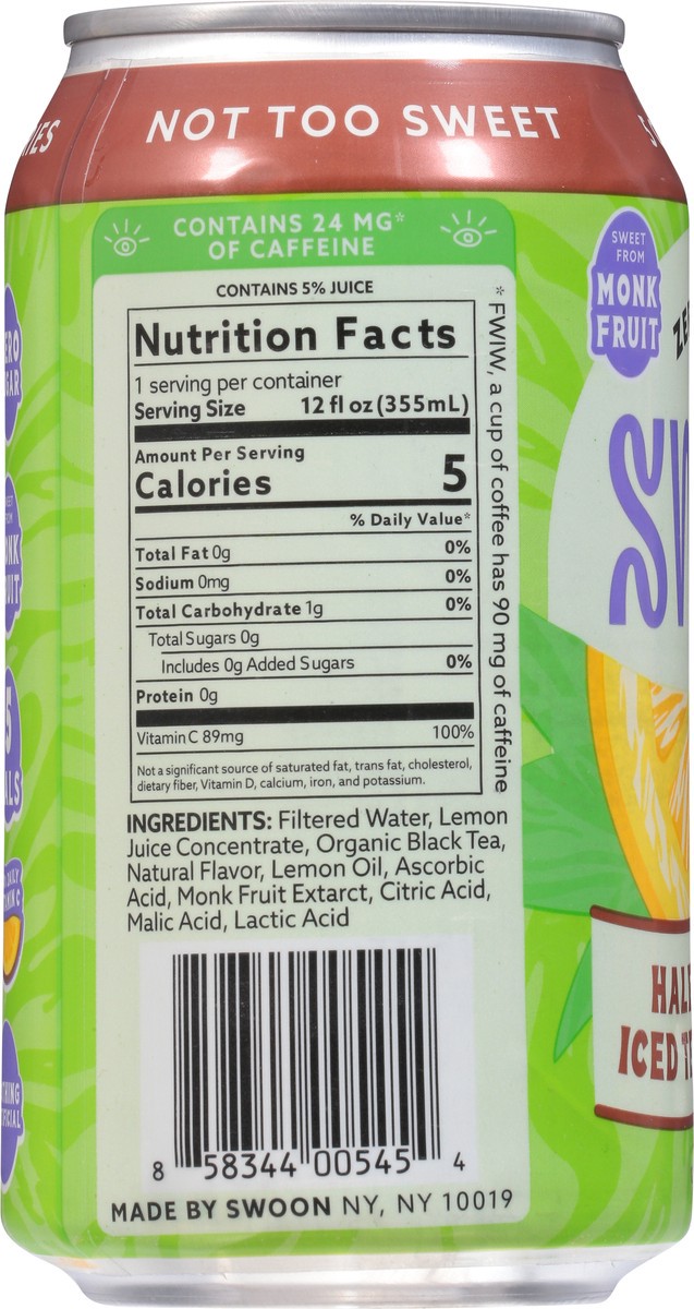 slide 7 of 9, Swoon Zero Sugar Half and Half Lemonade - 12 fl oz, 12 fl oz