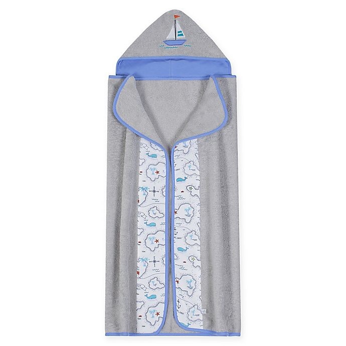 slide 1 of 2, Just Born Map Hooded Towel - Grey, 1 ct