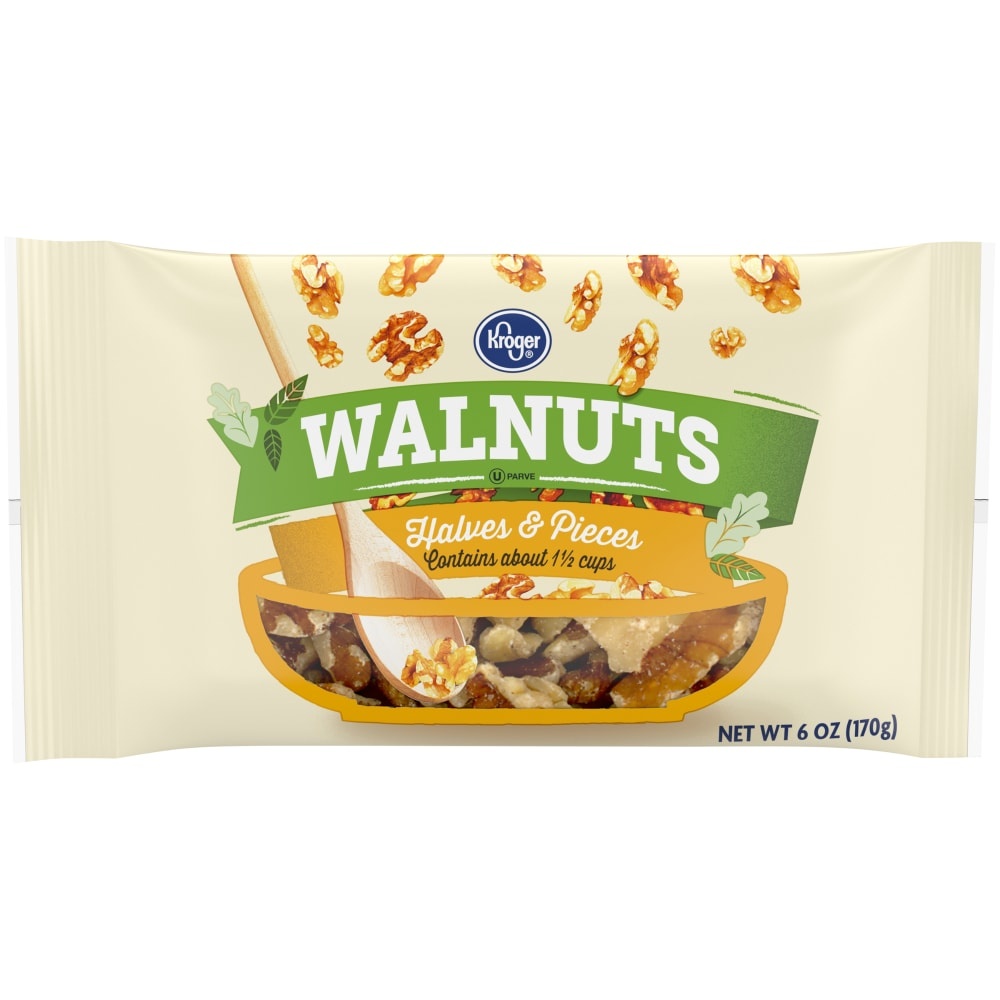 slide 1 of 1, Kroger Walnut Halves & Pieces, 6 oz