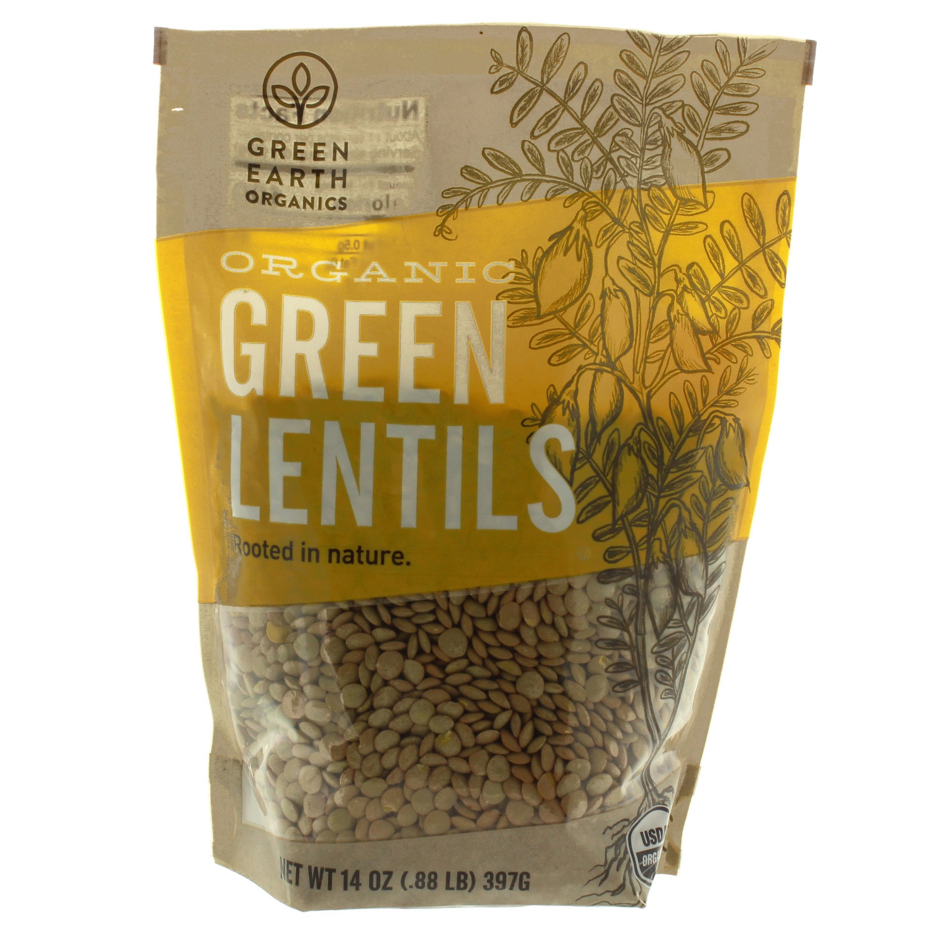 slide 1 of 1, Green Earth Organics Green Lentils, 14 oz