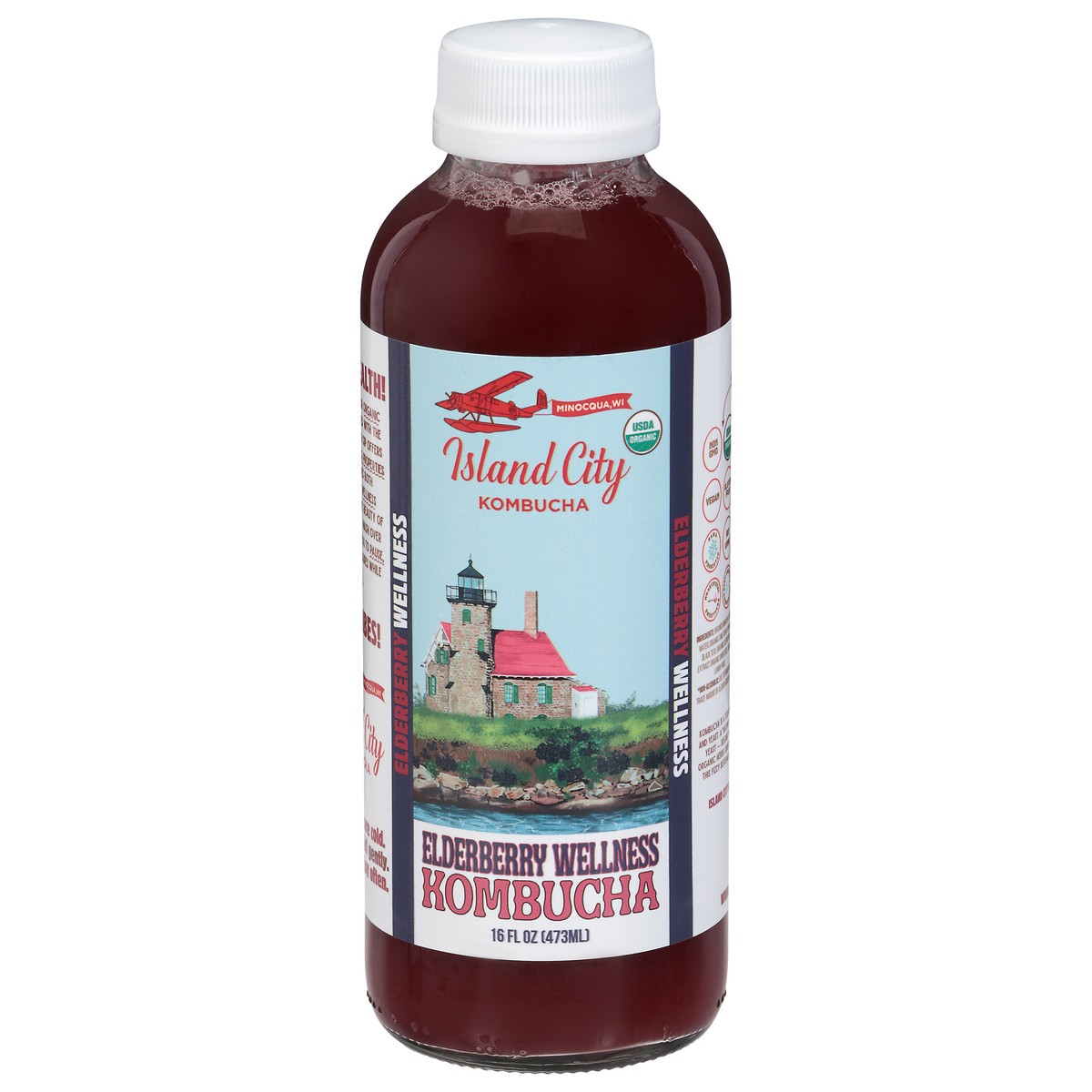 slide 9 of 14, Island City Kombucha Elderberry Wellness Kombucha 16 fl oz, 16 fl oz