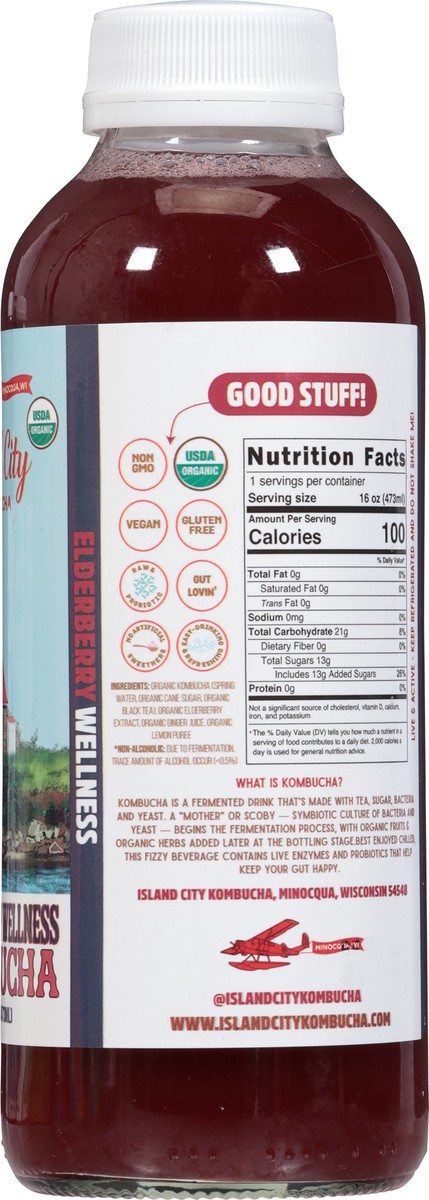 slide 8 of 14, Island City Kombucha Elderberry Wellness Kombucha 16 fl oz, 16 fl oz