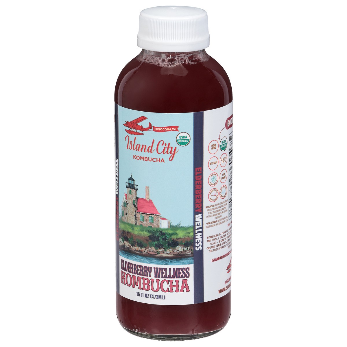 slide 4 of 14, Island City Kombucha Elderberry Wellness Kombucha 16 fl oz, 16 fl oz