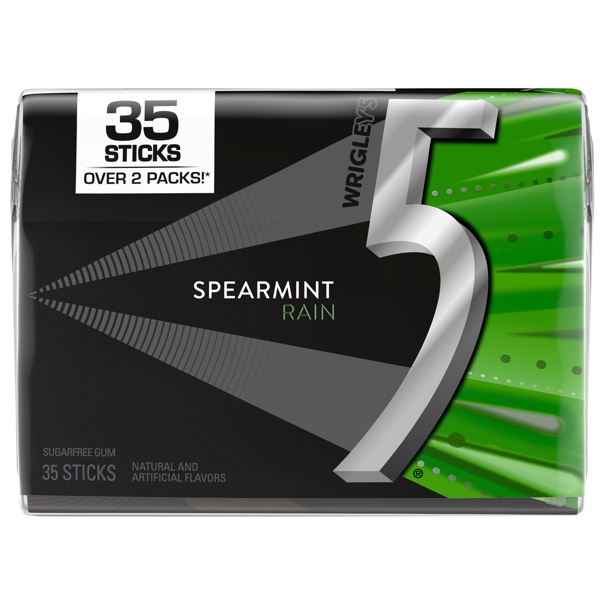slide 1 of 13, Wrigley's 5 GUM Spearmint Rain Sugar Free Chewing Gum, 35 Stick Pack, 35 ct