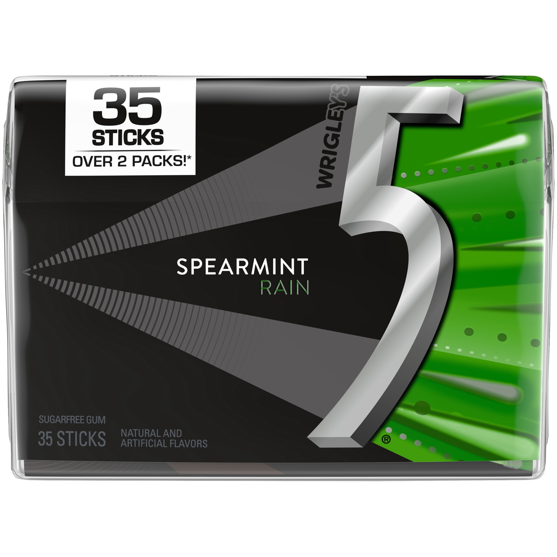 slide 1 of 13, 5 GUM Spearmint Rain Sugar Free Chewing Gum, 35 Stick Pack, 35 pc