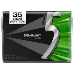 Wrigley's 5 GUM Spearmint Rain Sugar Free Chewing Gum, 35 Stick Pack