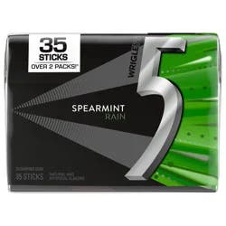 Wrigley's 5 GUM Spearmint Rain Sugar Free Chewing Gum, 35 Stick Pack