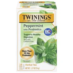 Twinings Caffeine-Free Peppermint with Probiotics Herbal Tea 18 Tea Bags