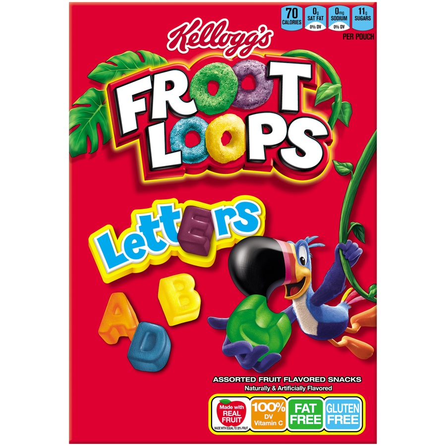 slide 1 of 4, Kellogg's Froot Loops Letters Assorted Fruit Flavored Snacks, 10 ct; 8 oz