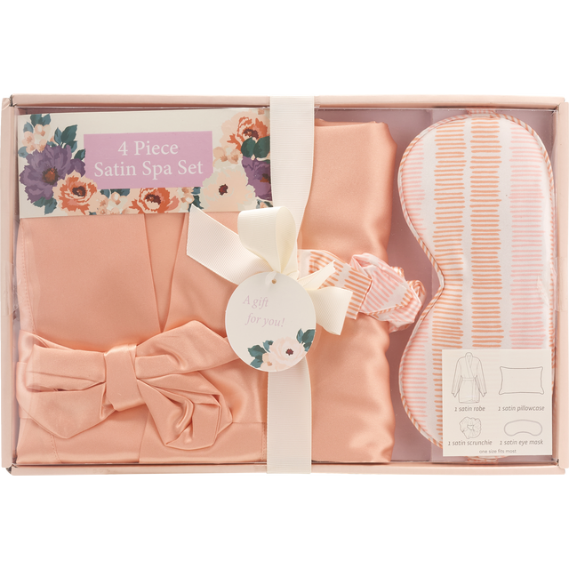 slide 1 of 1, CVS 4 Pc Peach Satin Spa Robe Set Mothe, 1 ct
