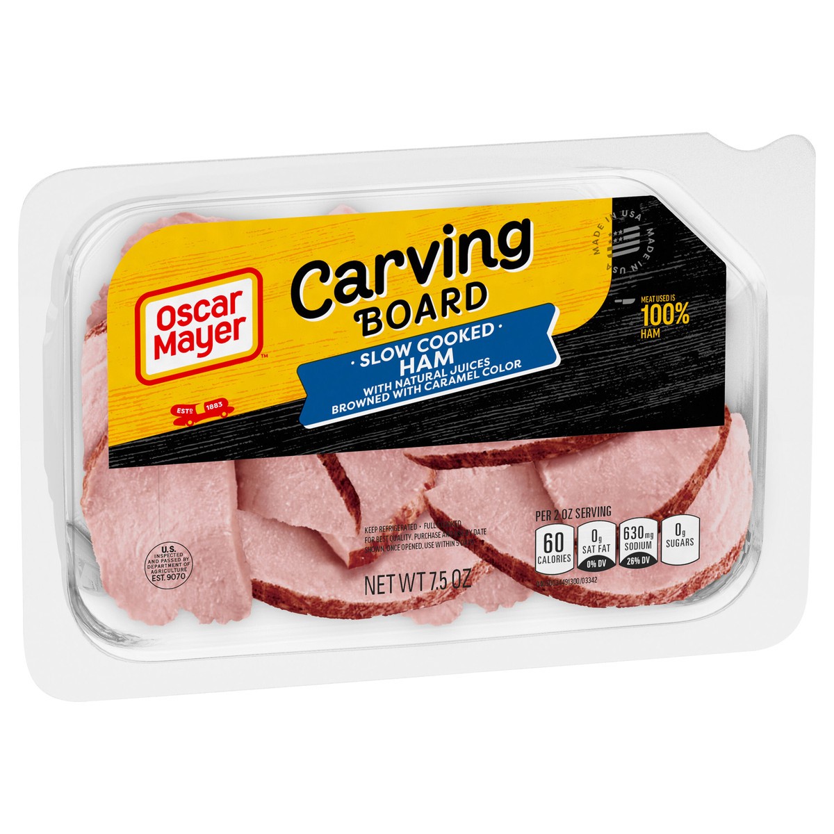 slide 8 of 9, Oscar Mayer Carving Board Slow Cooked Ham Sliced Lunch Meat, 7.5 oz. Tray, 7.5 oz