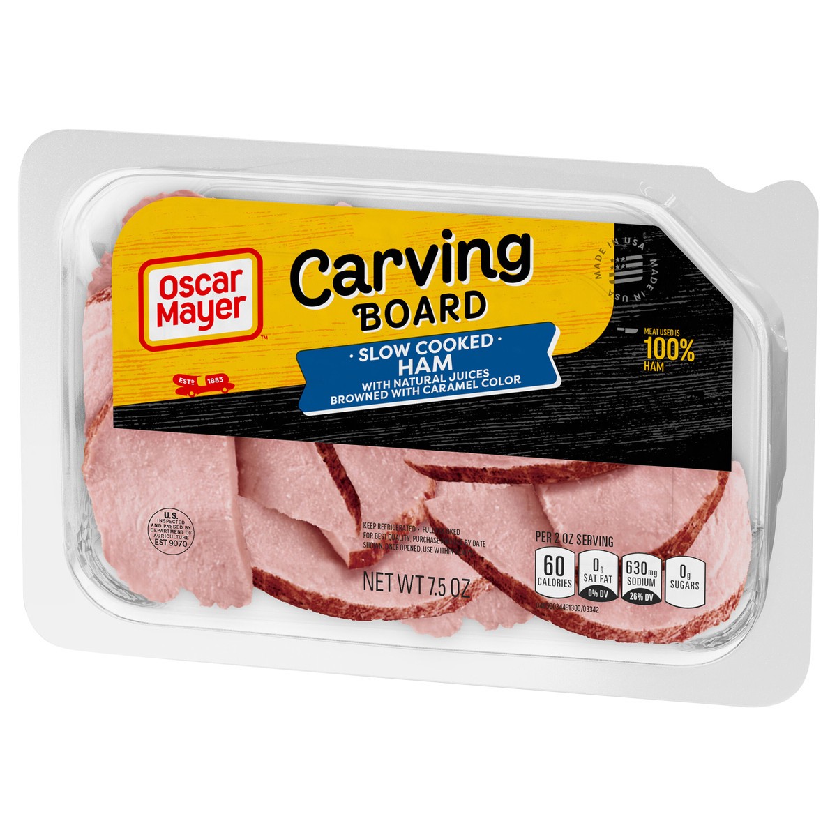 slide 4 of 9, Oscar Mayer Carving Board Slow Cooked Ham Sliced Lunch Meat, 7.5 oz. Tray, 7.5 oz