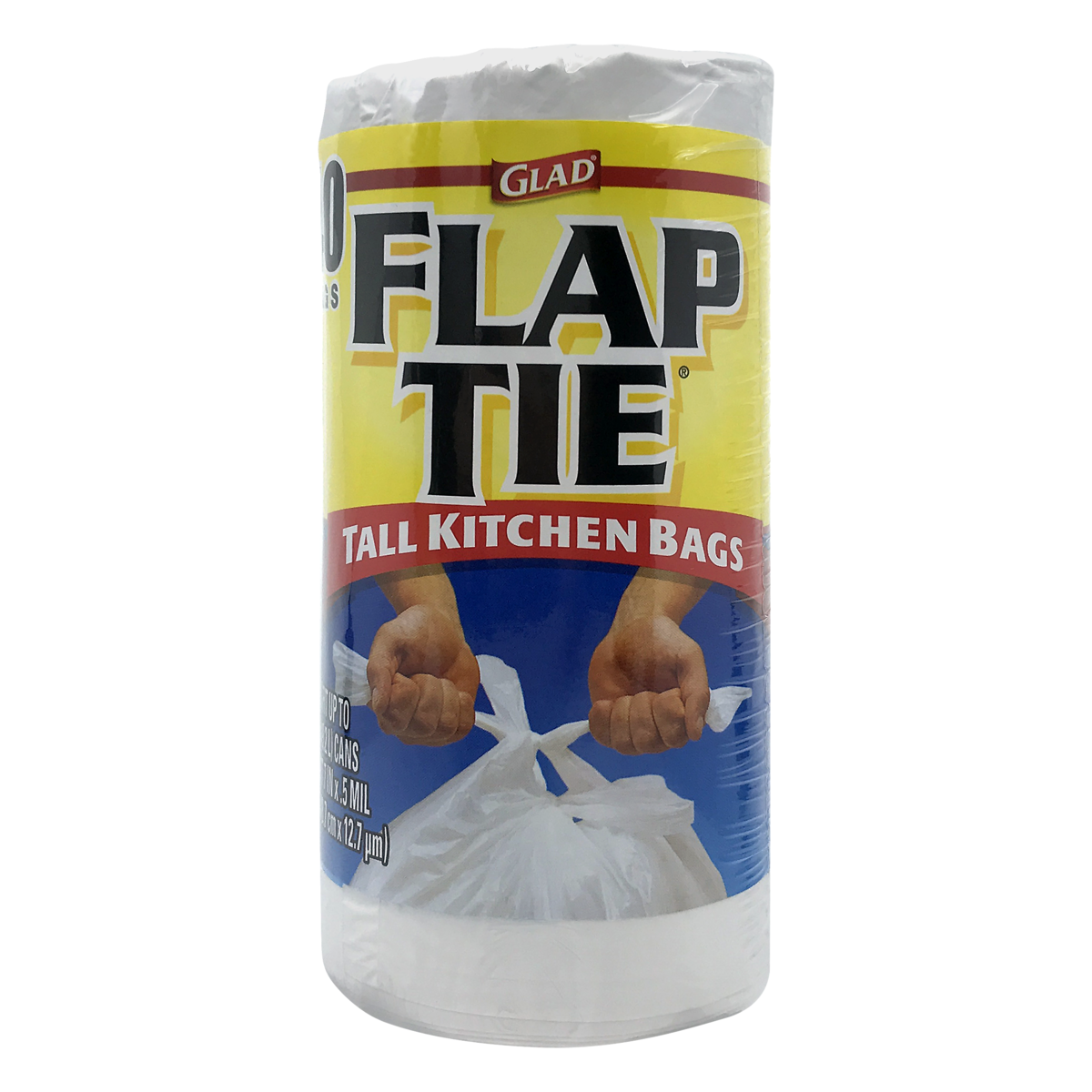 slide 1 of 1, Glad Flap Tie Tall Kitchen Bag, 40 ct