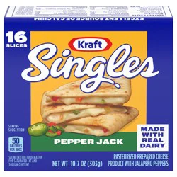 Kraft Singles Pepper Jack Slices, 16 ct Pack