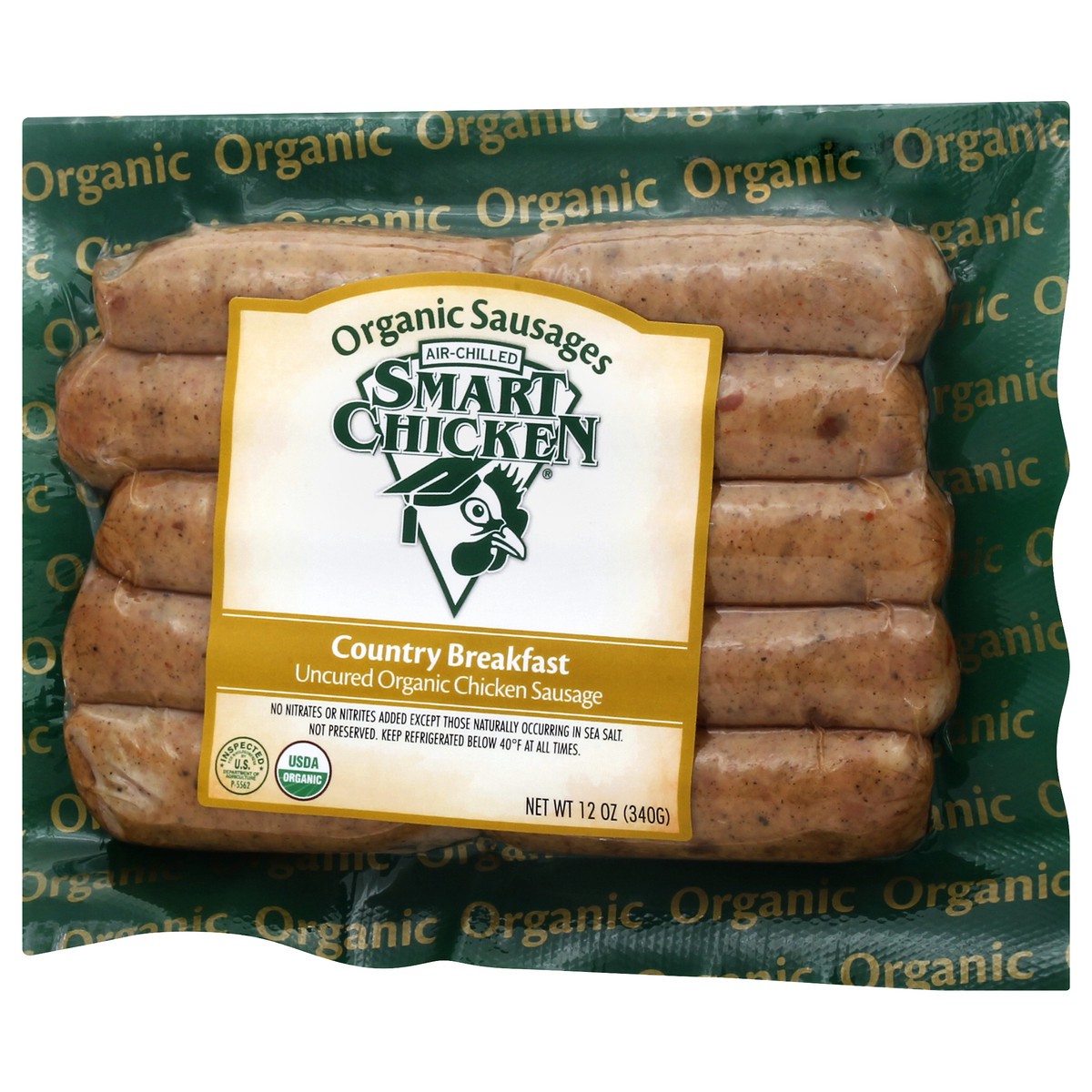 slide 1 of 10, Smart Chicken Tecumseh Farms Organic Country Breakfast Uncured Chicken Sausage, 12 oz