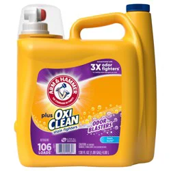ARM & HAMMER Plus OxiClean Odor Blasters Fresh Burst, 106 Loads Liquid Laundry Detergent, 138 Fl oz