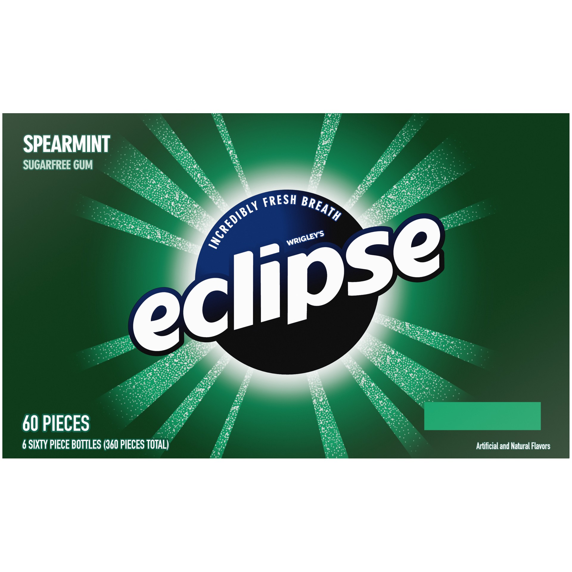slide 4 of 5, ECLIPSE Spearmint Sugarfree Chewing Gum, 60 piece bottle (6 bottles), 360 pc