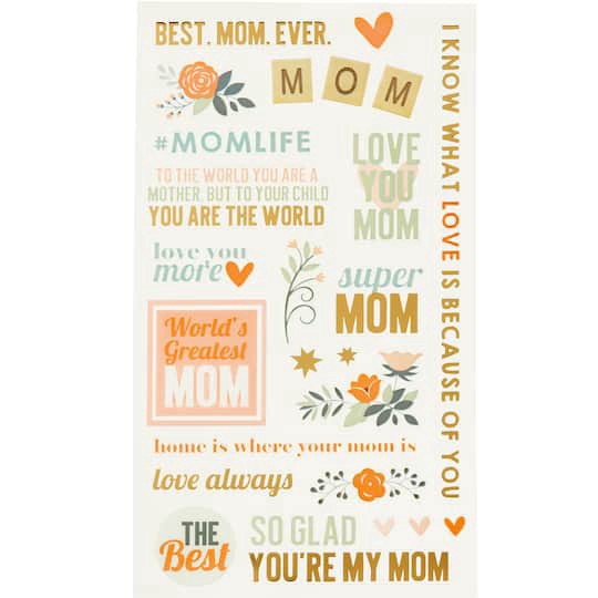 slide 1 of 4, Mom Stickers By Recollections, 3.875 in x 6.875 in