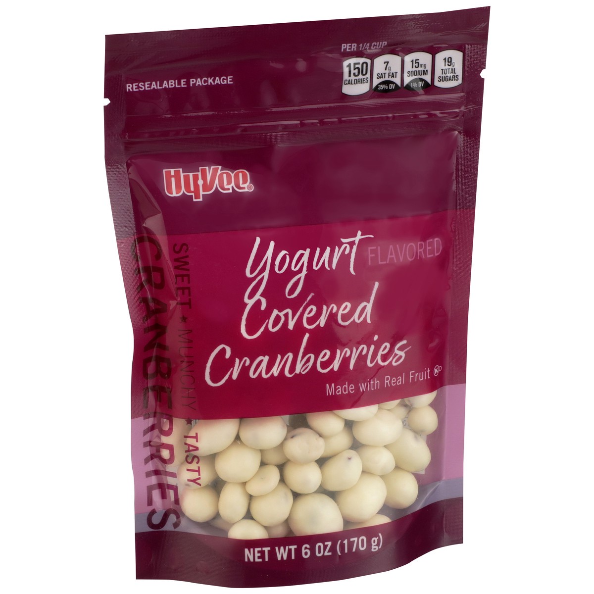 slide 2 of 8, Hy-vee Yogurt Flavored Covered Cranberries, 6 oz