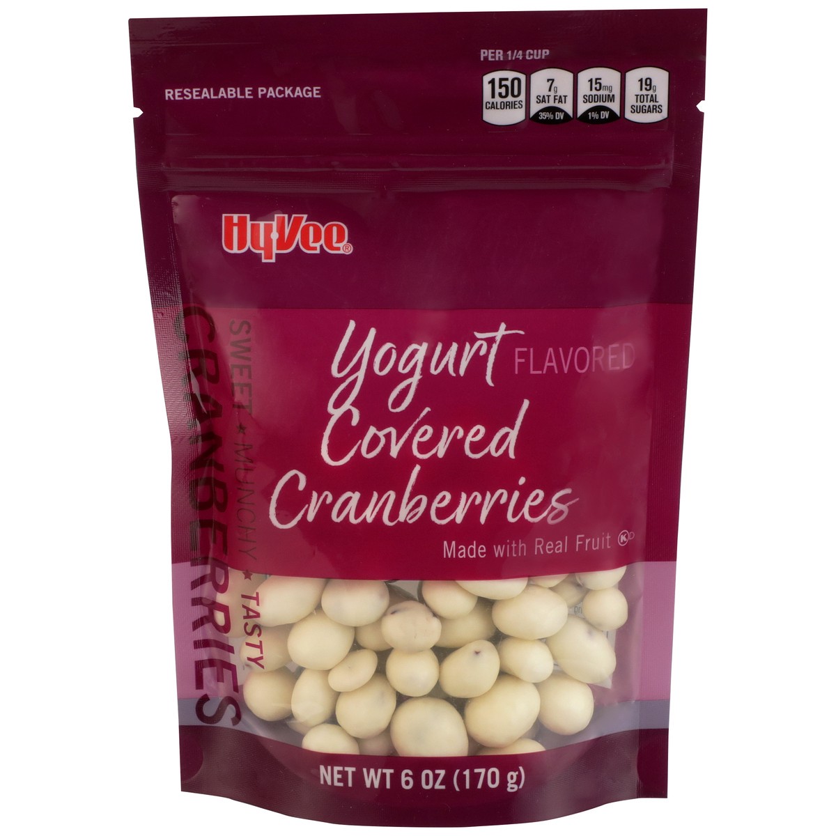 slide 1 of 8, Hy-vee Yogurt Flavored Covered Cranberries, 6 oz