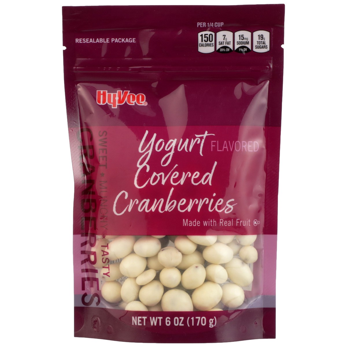 slide 7 of 8, Hy-vee Yogurt Flavored Covered Cranberries, 6 oz