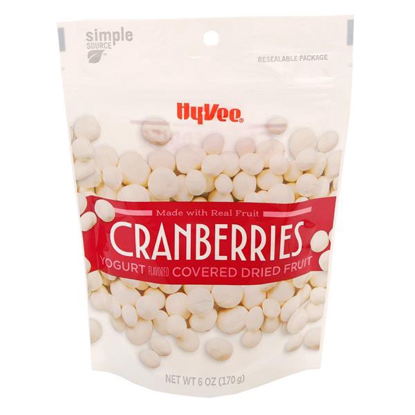 slide 1 of 8, Hy-vee Yogurt Flavored Covered Cranberries, 6 oz