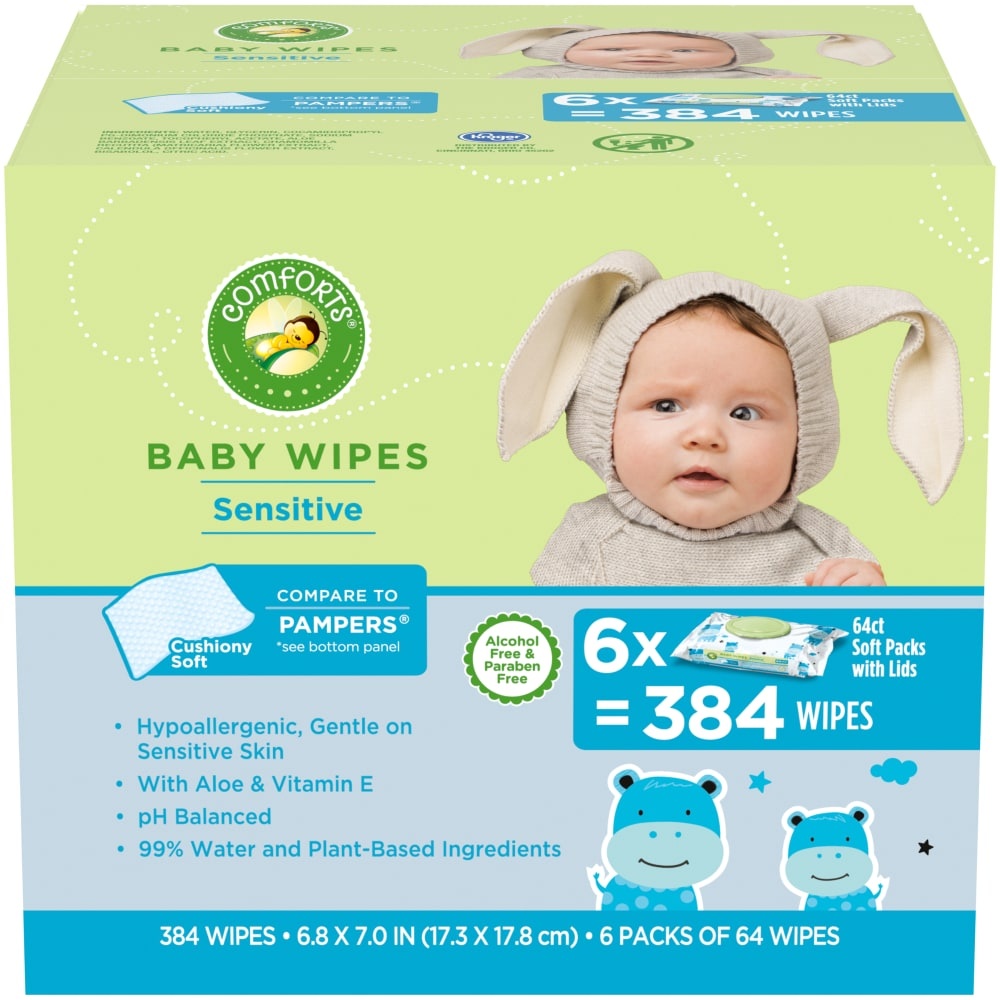 slide 1 of 1, Comforts Sensitive Baby Wipes, 384 ct