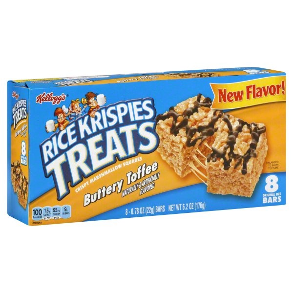 slide 1 of 1, Rice Krispies Treats Buttery Toffee Crispy Marshmallow Squares, 8 ct; 6.2 oz