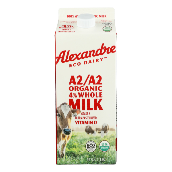 slide 1 of 1, Alexandre Family Farm Alexandre Eco Dairy A2 Organic Whole 4% Milk, 59 fl oz