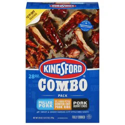 Kingsford Pulled Pork/St. Louis Style Center Cut Pork Ribs/Pork Burnt Ends Combo Pack with Sweet & Smoky Kansas City Style BBQ Sauce 28 oz