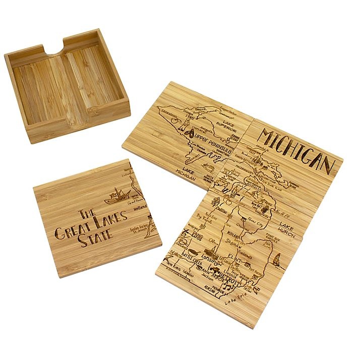 slide 1 of 1, Totally Bamboo Michigan Puzzle Coaster Set, 1 ct