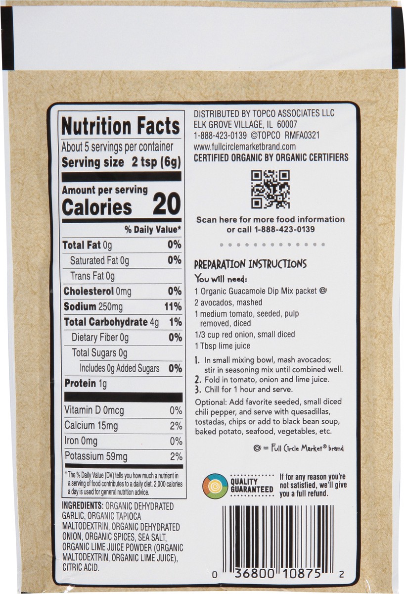 slide 5 of 9, Full Circle Market Organic Guacamole Dip Mix 1 oz, 1 oz