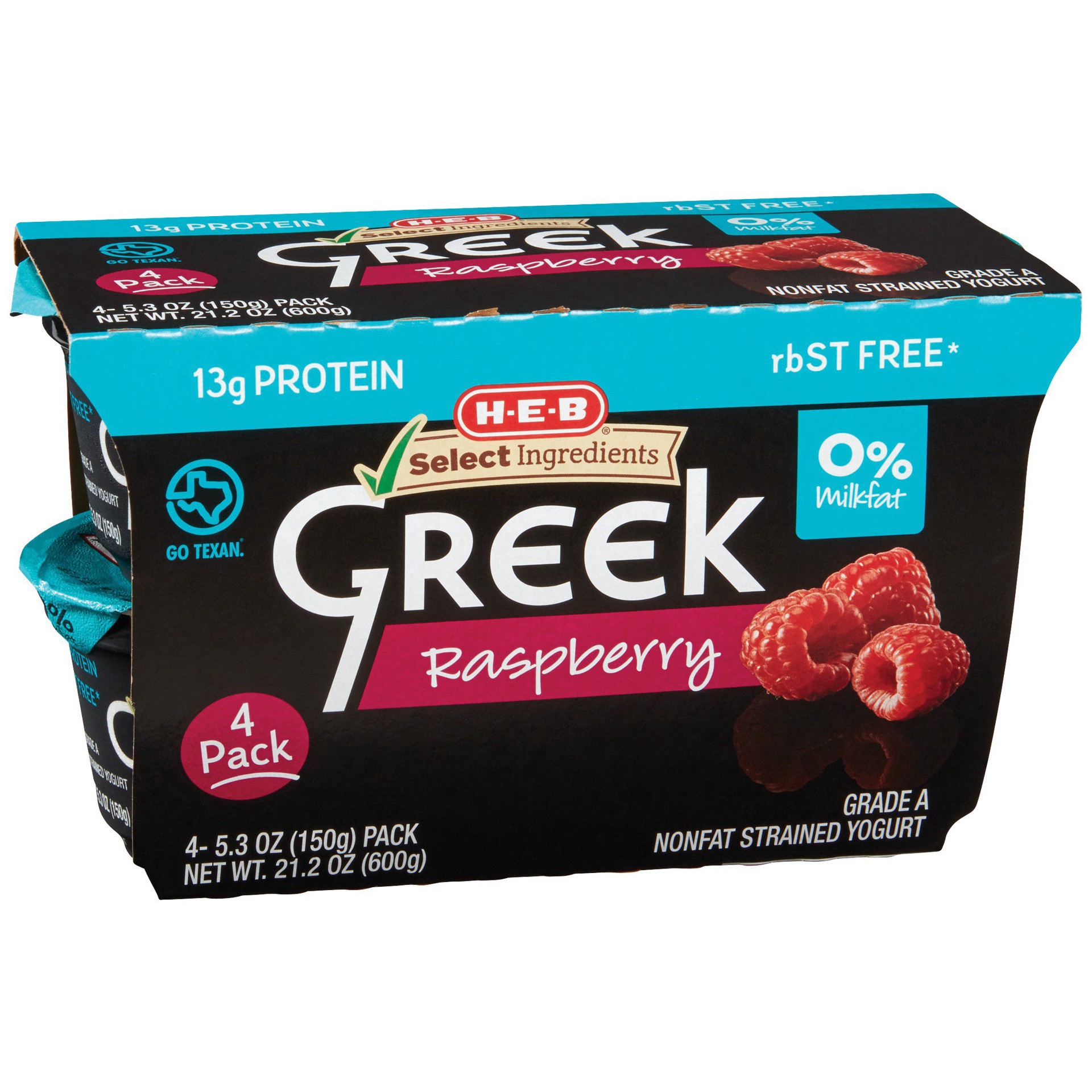 slide 1 of 1, H-E-B Greek Yogurt, Raspberry, 4 ct