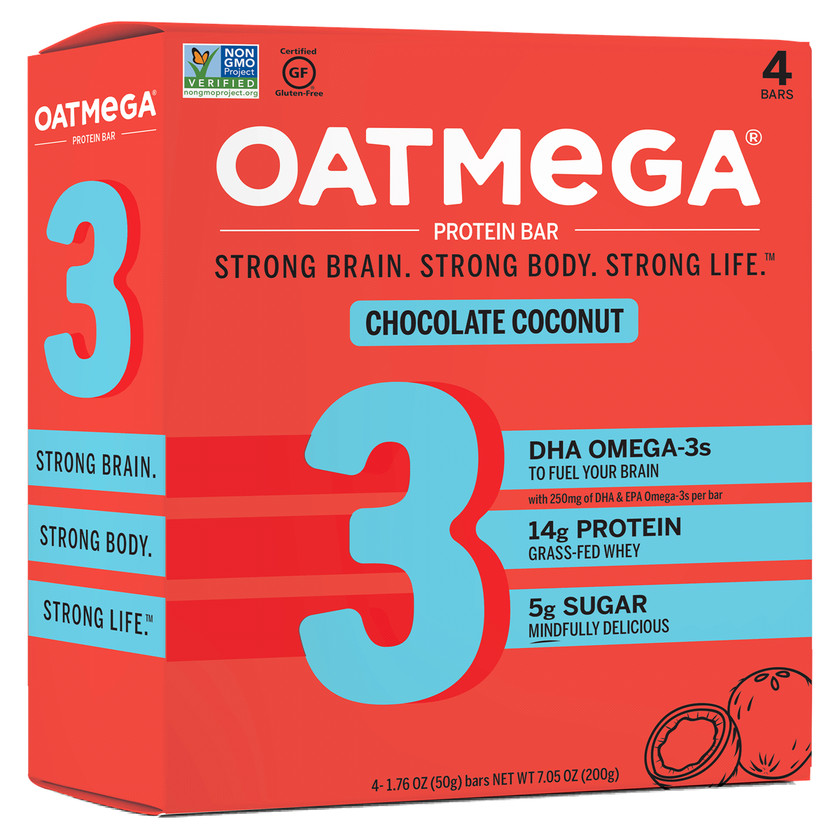 slide 1 of 1, Oatmega Omega-3 Protein Bar - Chocolate Coconut Crisp, 4 ct; 1.8 oz