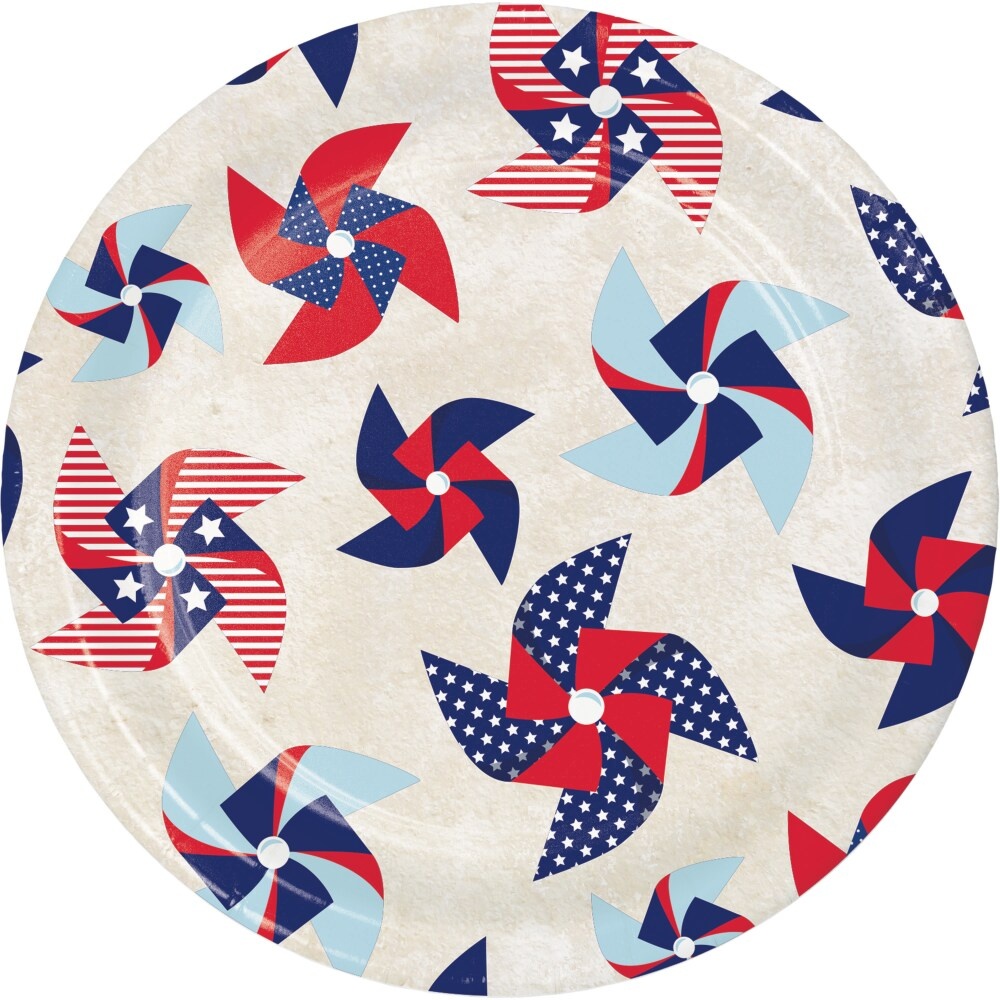 slide 1 of 1, Creative Converting Patriotic Pinwheel Disposable Plates - 8 Pk, 7 in